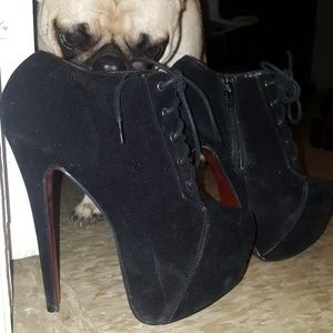 Black lace up booties